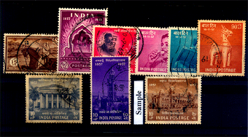 INDIA YEAR UNIT 1957 - 9 Different Stamps
