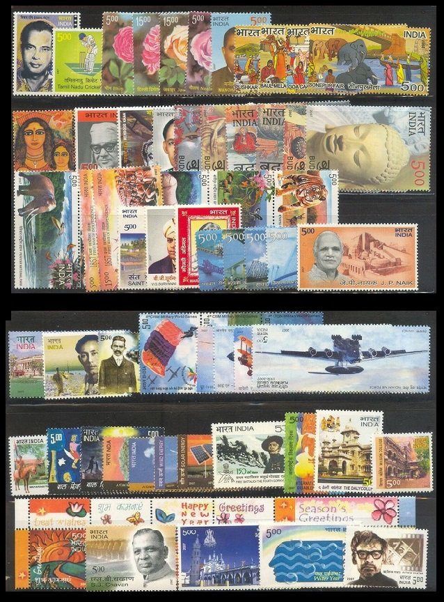 INDIA YEAR UNIT 2007 - Complete 72 Stamps, MNH