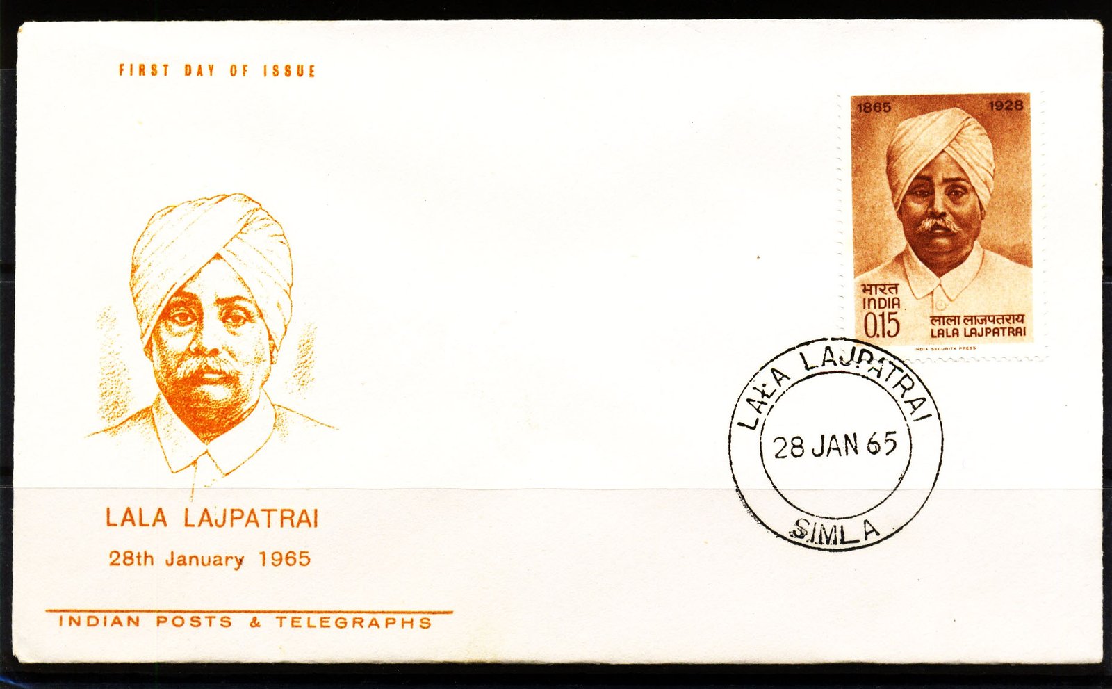 India 25-01-1965, Lala Lajpat Rai- Social Reformer & Freedom Fighter, 15 Paisa