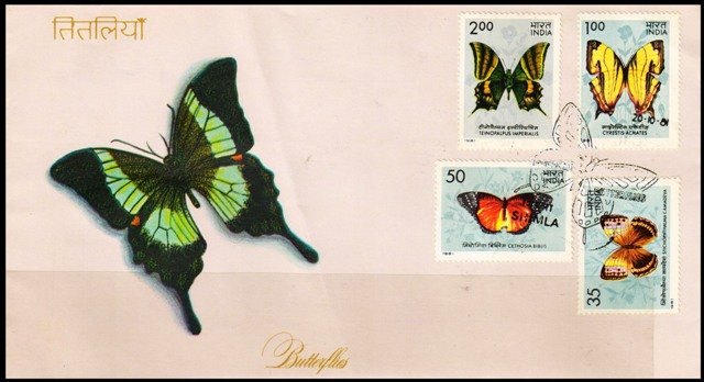 20-10-1981-Butterflies Set of 4-First Day Cover-Shimla Cancellation