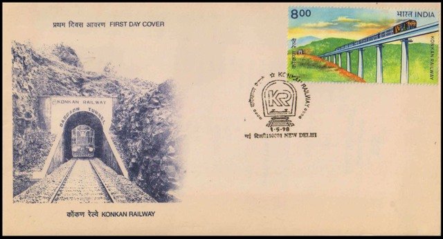 INDIA 1998-F.D.C with Information Sheet-Konkan Railway-Bridge-Good Condition