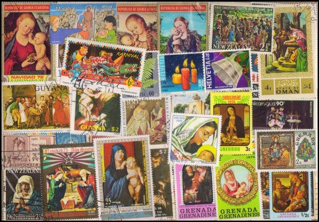 Christmas 120 Different, Large, Used Stamps