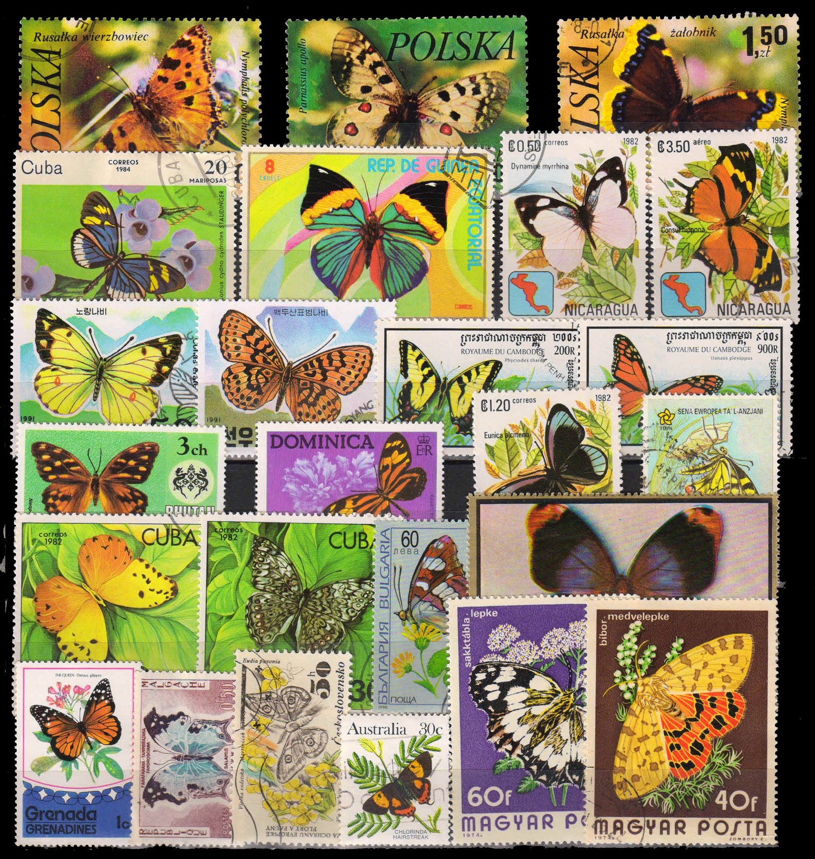 Butterflies 25 Different Stamps