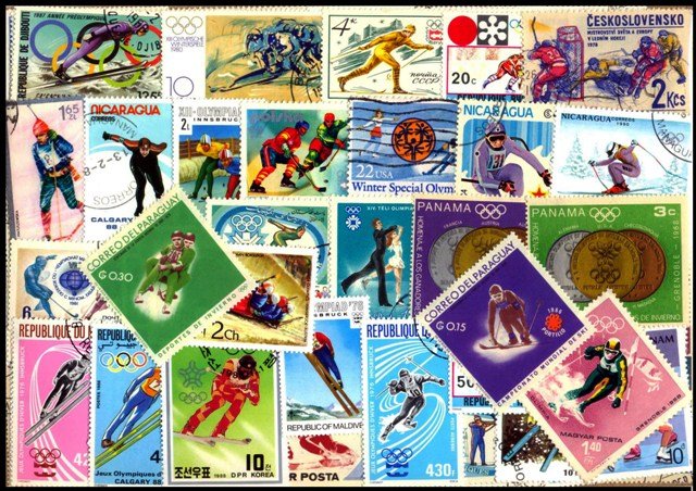 Winter Olympic - 100 Different Stamps