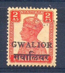 GWALIOR 1949 - King George VI, 2a Vermilion, S.G. 132, Cat. Â£ 40
