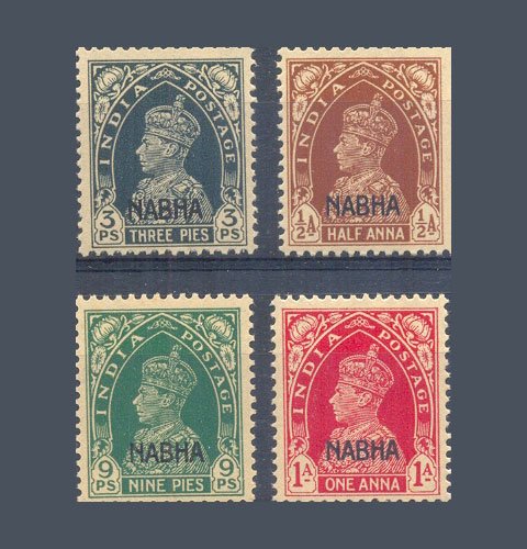 1941, S.G.No 95 - 98, King George VI, 3p , 1/2a , 9p ,1a , Set of 4 Cat . £ 165