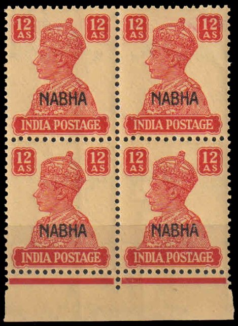1943 , S.G.No. 117 , 12 A , Lake ,King George VI , Block Of 4 , Cat. ₤ 56.00