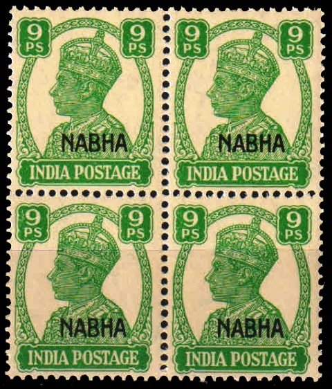 1941 , S.G.No. 107 , King George VI , 9P , Green , Block Of 4 , Cat. ₤ 10.00