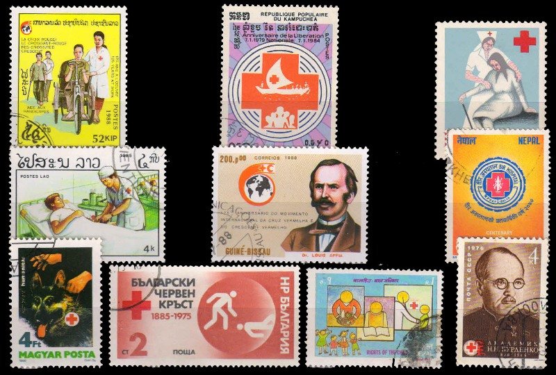 Red Cross 10 Different Stamps