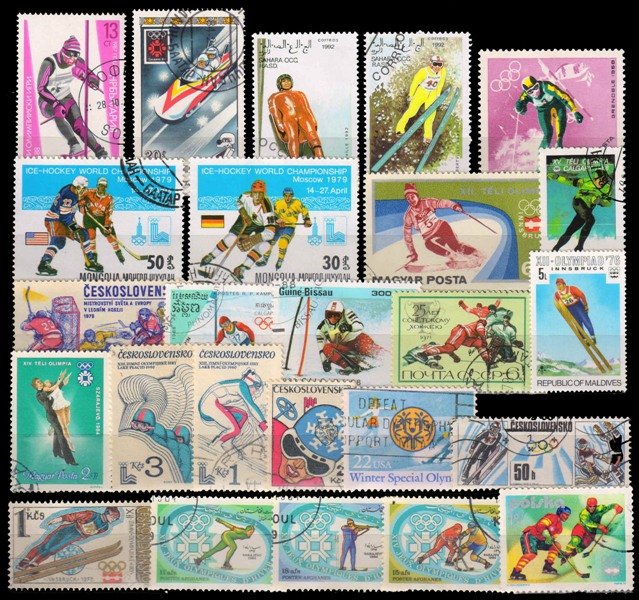 Winter Olympic - 25 Different Stamps, Ice Game Stamps