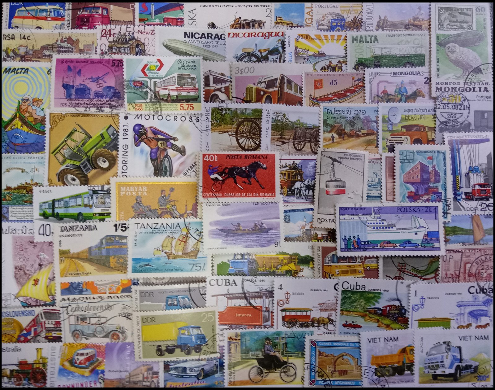 Transport on Stamps, 100 Different