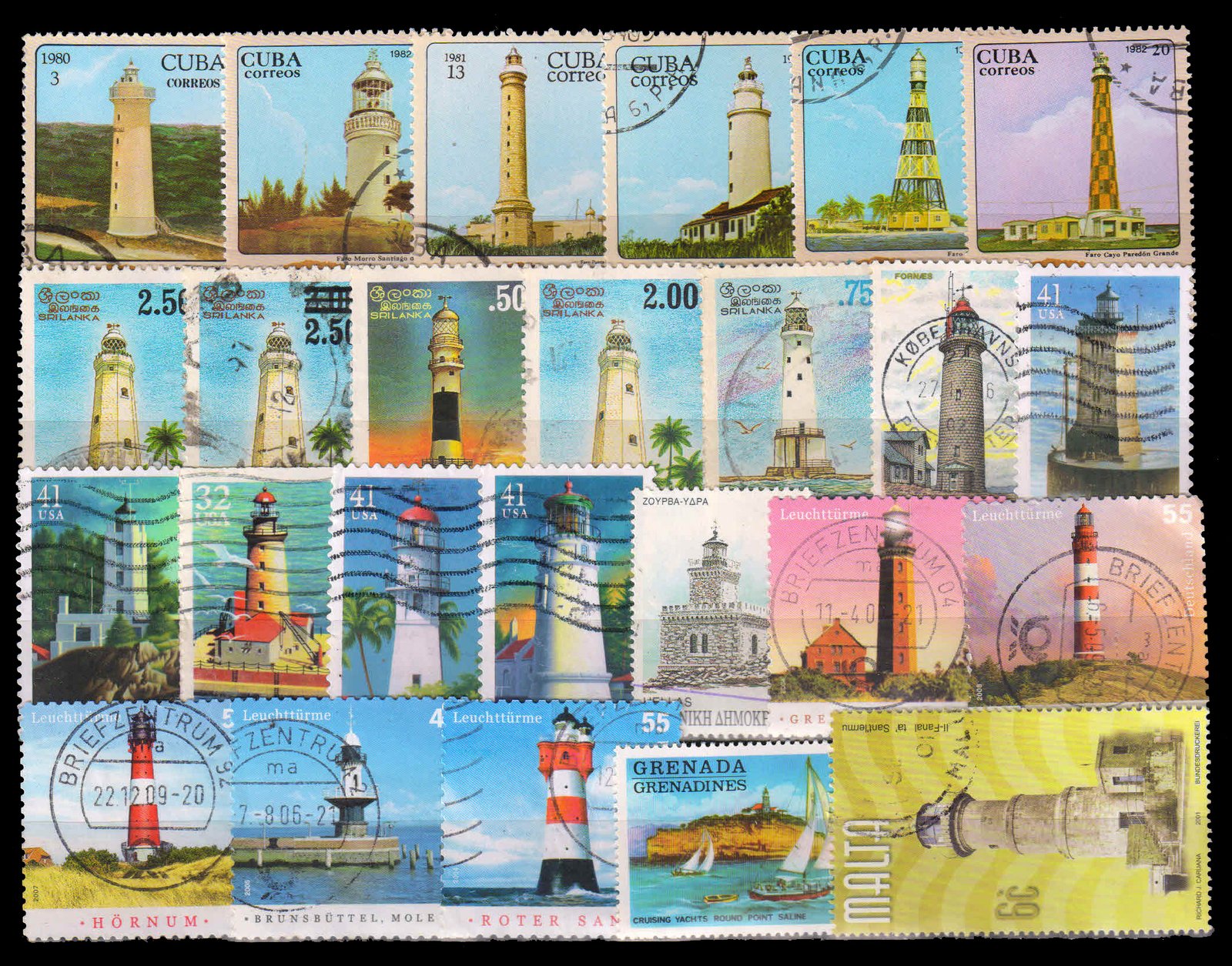 Light Houses 25 Different Stamps