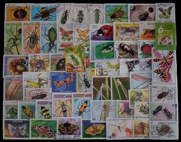 INSECTS - 100 Different Stamps