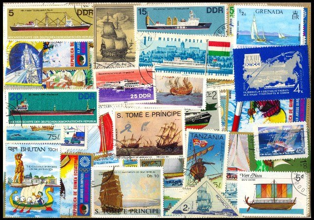 BOAT AND SHIPS - 50 Different Stamps