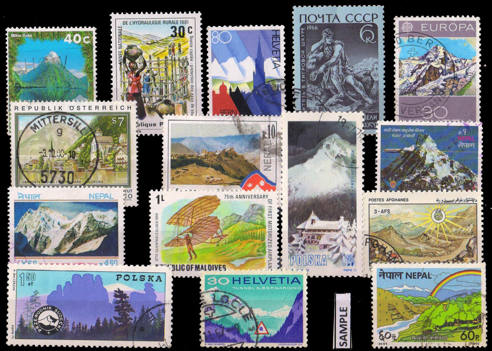 Mountains 15 Different Stamps