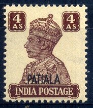 Patiala 1944, King George VI, 4 As Brown, S.G.No 112, Cat £ 13