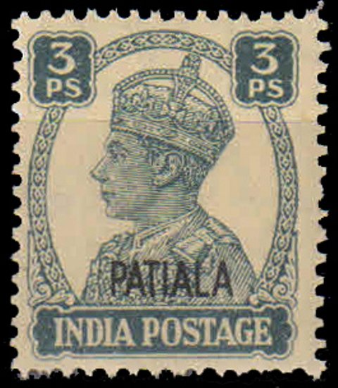 PATIALA CONVENTION STATE 1940-3 Pies K.G. VI, Stamp of India-1 Value-MNH-Cat £ 3- S.G. 103