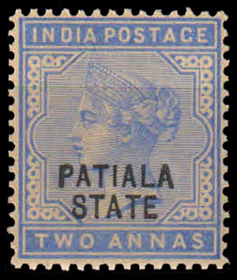 PATIALA CONVENTION STATE-2 As. Ultramarine-MNH-Queen Victoria-S.G. 19-1 Value-Mint Never Hinged