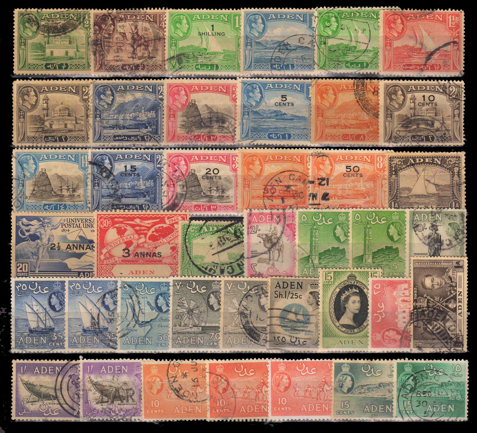 ADEN Old Stamps 40 All Different Used Pre 1950, Scare