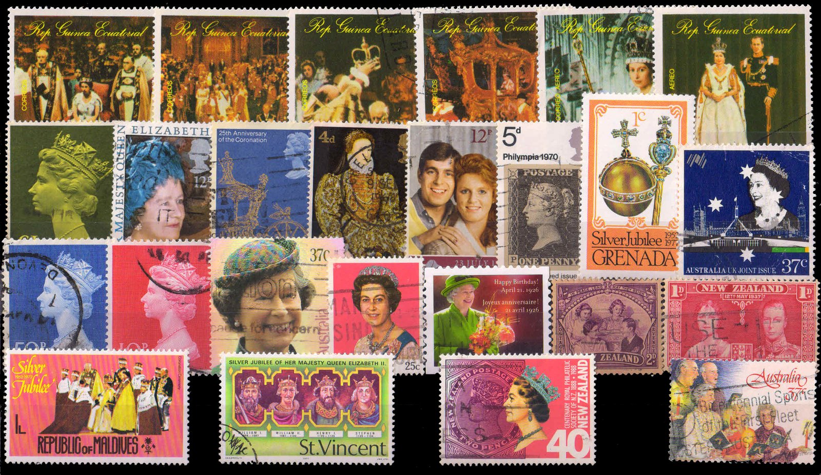 British Royal Family 25 Different Stamps