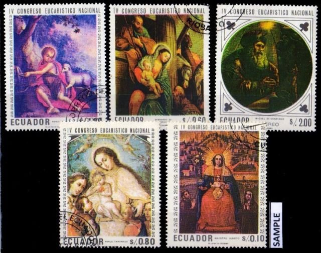 ECUADOR - 5 Different Large and used Stamps
