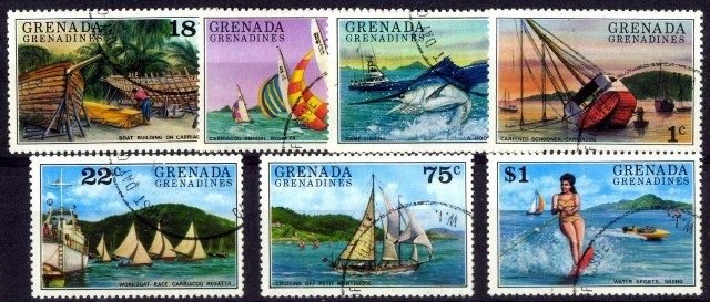 Grenada Grenadines 1976, Tourism, Fish, Boat, S.G. 155-161, Set of 7