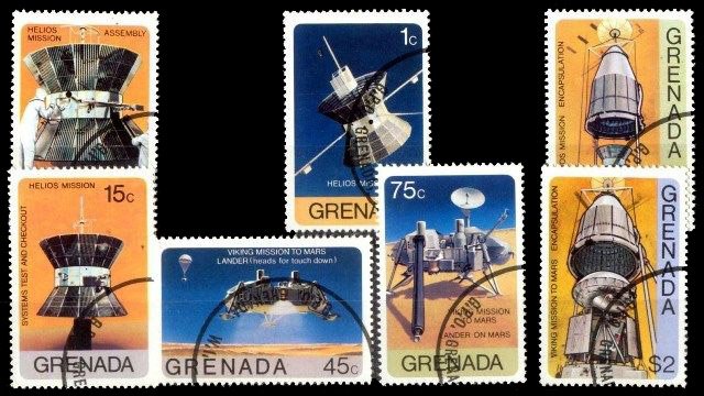 Grenada 1976, Viking and Helios Space Missions, Set of 7, Used, S.G. 825-831