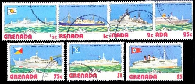 Grenada 1976, Ships, Set of 7, Used, S.G. 833-839