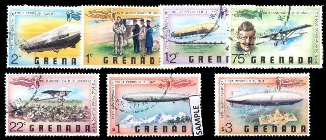 Grenada 1978, 75th anniv. of First Zeppelin Flight, Aircraft, Set of 7, Used, S.G. 907-913