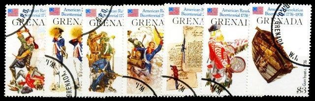 Grenada 1976 - Bicenntenary of American Revolution, Costumes, Set of 7, Used, S.G. 785-791