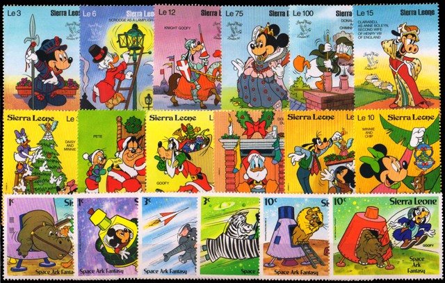 SIERRA LEONE-18 Different Disney Cartoon Stamps-MNH