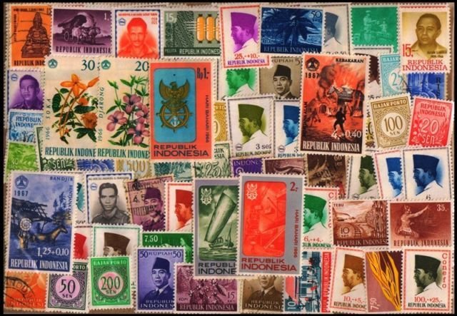 INDONESIA - 100 Different Small and Large Mostly Mint Stamps