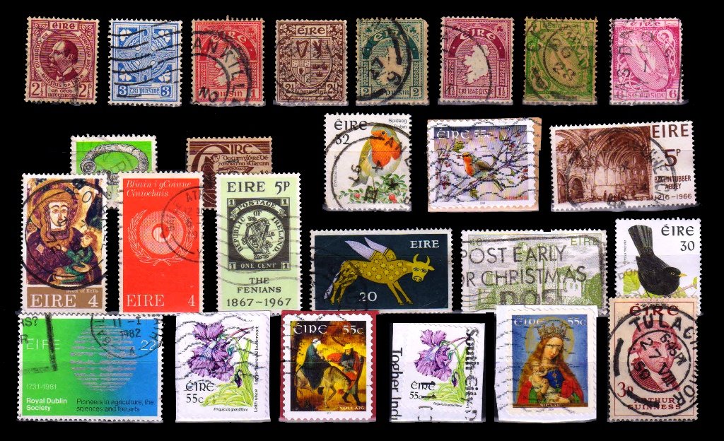 IRELAND - 25 Different Small and Large Stamps