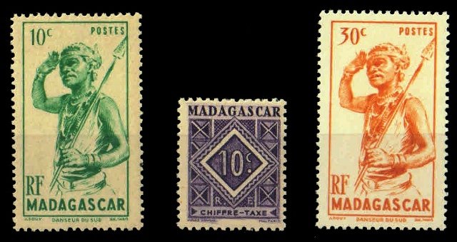 MADAGASCAR-3 different old 1953