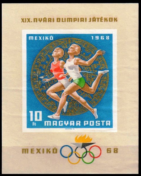 Hungary 1968, Olympic Games, Mexico, Beasting the Tape, S.G. 2382, Imperf, Mint Sheet, Scare