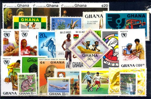 GHANA 25 Different, Mint Small & Large