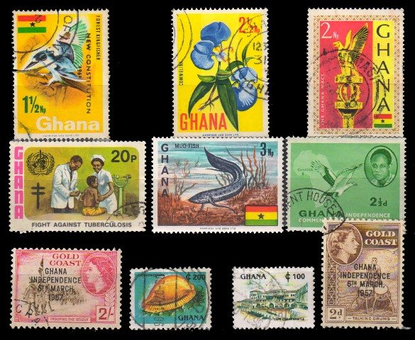 GHANA 10 Different Small & Large