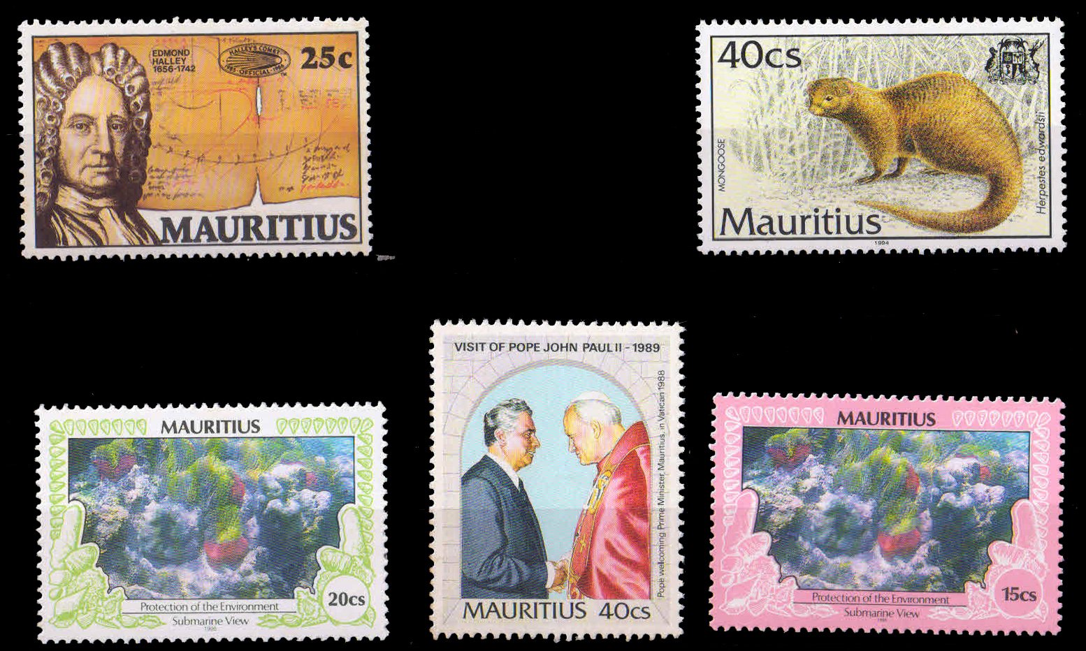 MAURITIUS 5 Different Large & Mint