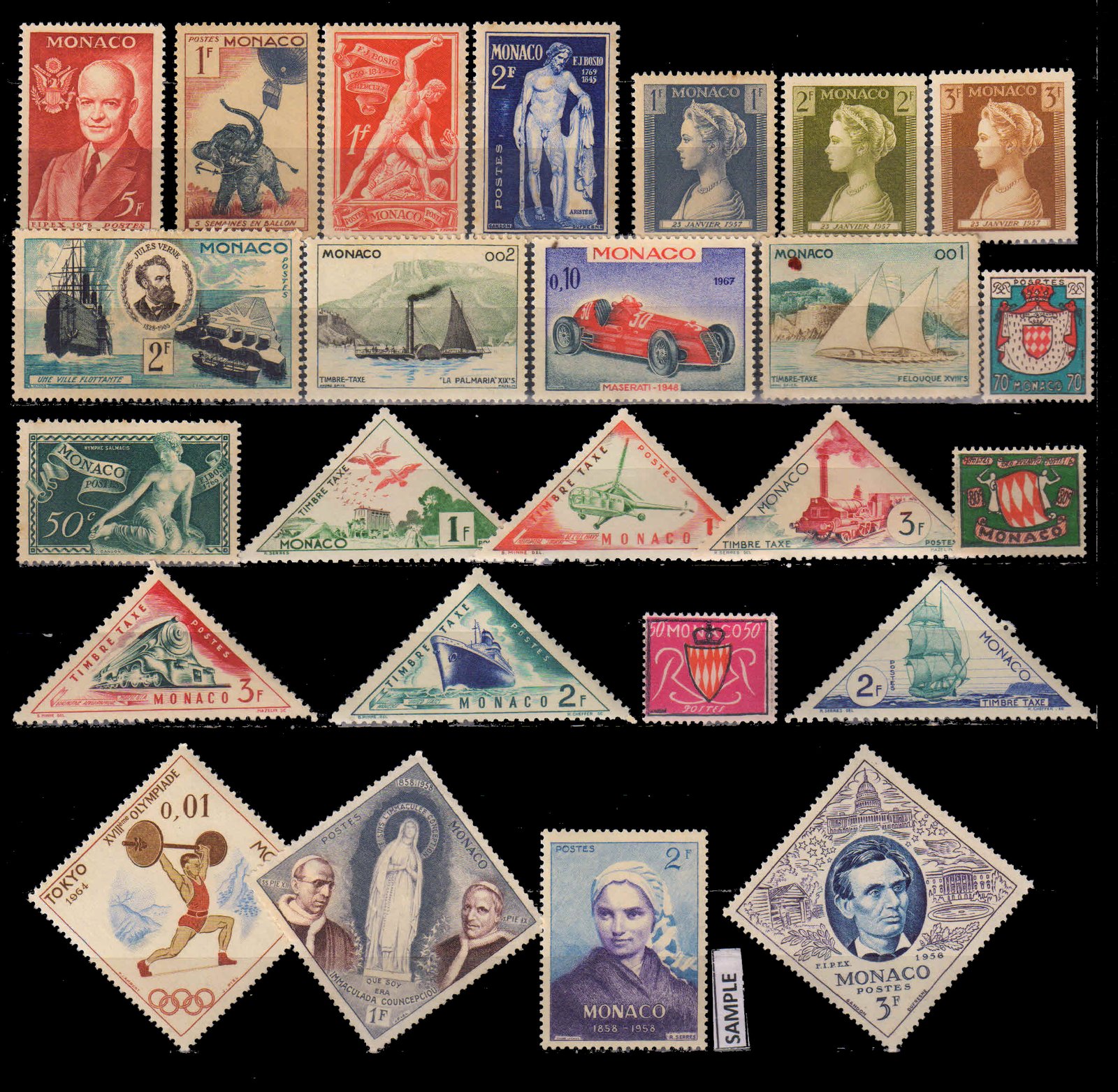 MONACO - 25 Different Large Stamps