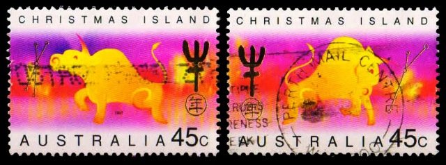 CHRISTMAS ISLAND 1997-Chinese New Year of the OX-Used Set of 2-Cat � 2-50-S.G. 434-435