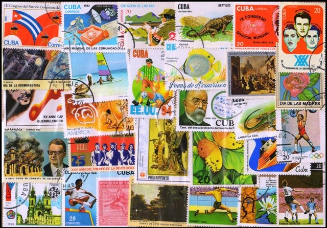 CUBA-280 Different Large, Used Stamps