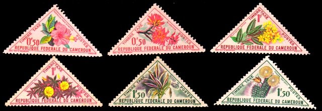 CAMEROUN 6 Different Triangular Shaped Stamps, Flora, Mint & Used