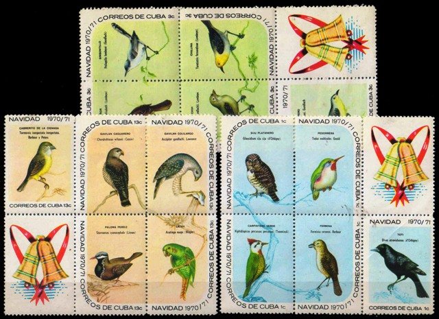 CUBA 1970-Birds, Wildlife, Flora & Fauna-Christmas, Set of 15 Stamps-MNH-Cat £ 25- S.G. 1813 to 1815 a/d