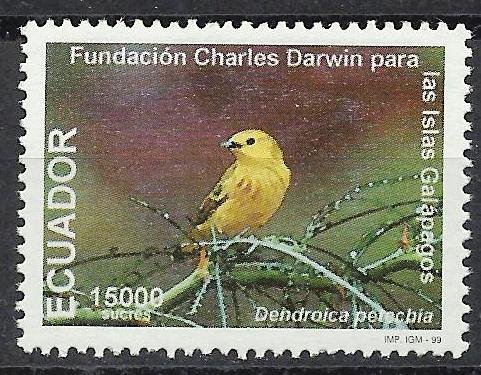 Ecuador 1999, Bird & Plant, Yellow worbler-Charles Darwin S.G. 2357, 1Value, MNH Cat £ 18-00