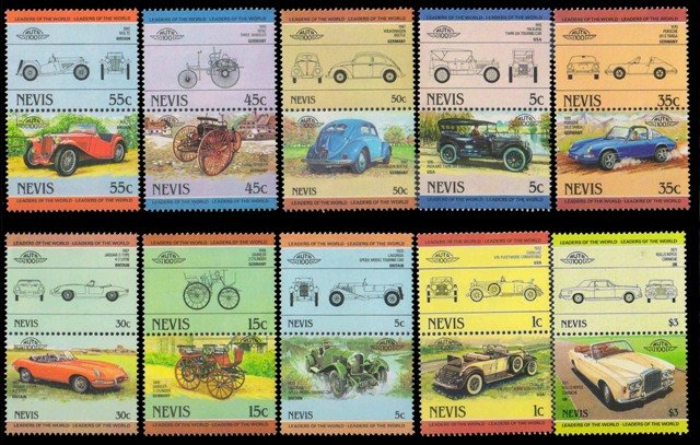 Nevis 20 Different , Mint & Large Stamps On Cars