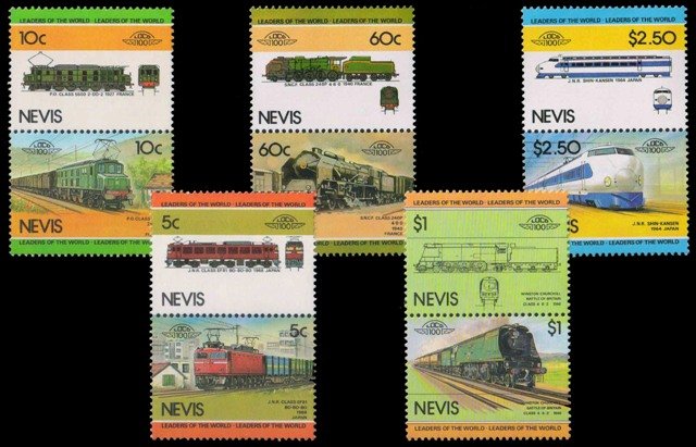 Nevis 10 Different , Mint & Large Stamps On Railway