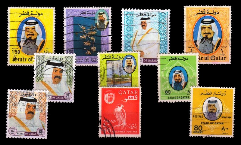 QATAR - 10 Different, Large and Used Stamps