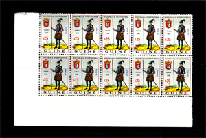 Portuguese Guinea Military Uniforms Soldier Army Block Of 10 , Year 1966
