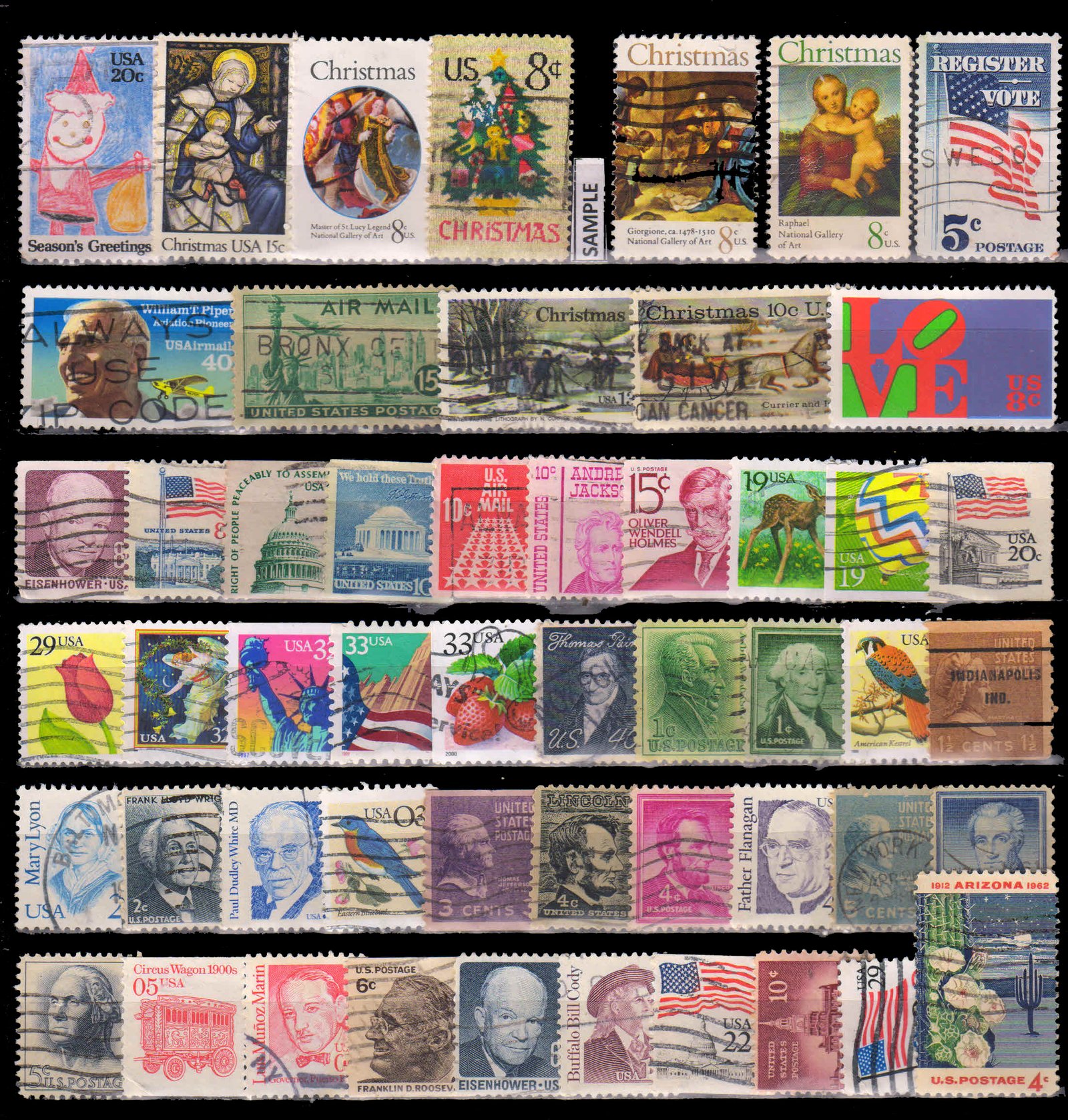 UNITED STATE OF AMERICA - 50 Different Small & Large Stamps