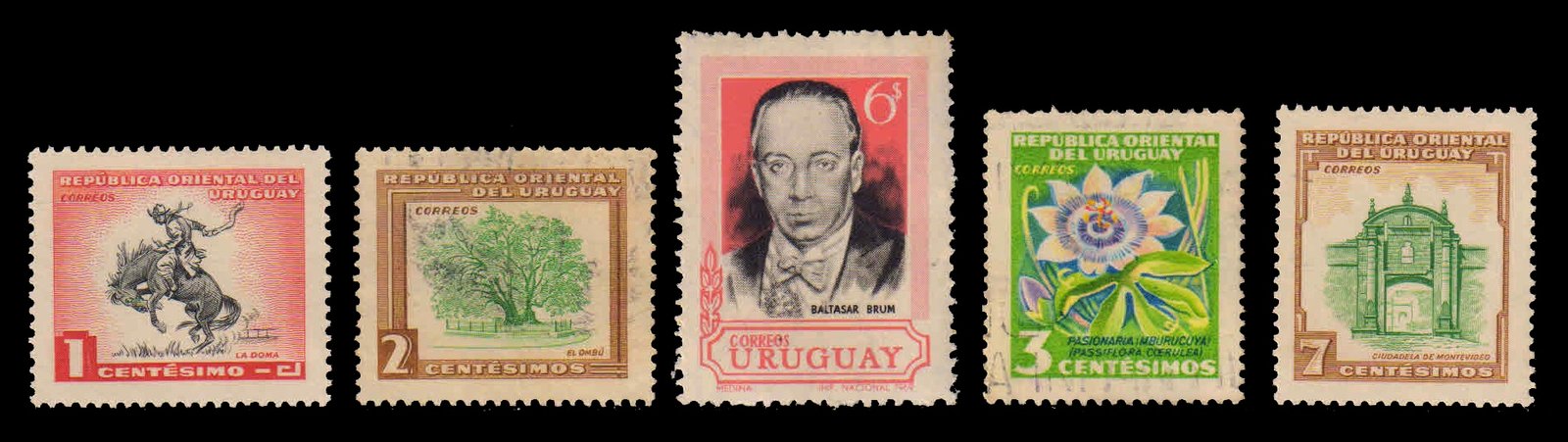 URUGUAY - 5 Different Large, Mint & Used Stamps